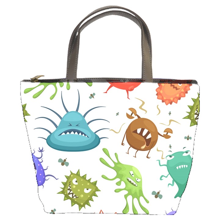 Dangerous Streptococcus Lactobacillus Staphylococcus Others Microbes Cartoon Style Vector Seamless P Bucket Bag