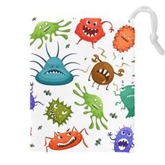 Dangerous Streptococcus Lactobacillus Staphylococcus Others Microbes Cartoon Style Vector Seamless P Drawstring Pouch (4xl)