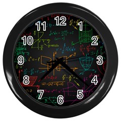 Mathematical Colorful Formulas Drawn By Hand Black Chalkboard Wall Clock (black)