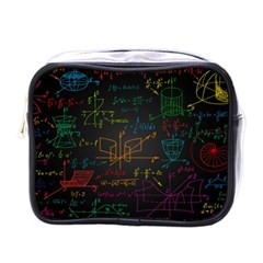 Mathematical Colorful Formulas Drawn By Hand Black Chalkboard Mini Toiletries Bag (one Side) by Ravend