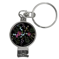 Embroidery Trend Floral Pattern Small Branches Herb Rose Nail Clippers Key Chain