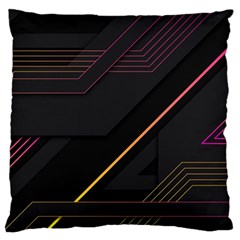 Gradient Geometric Shapes Dark Background Large Premium Plush Fleece Cushion Case (two Sides)