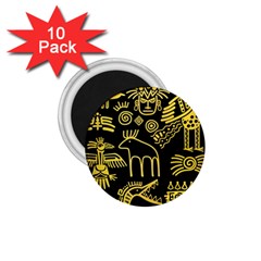 Golden Indian Traditional Signs Symbols 1 75  Magnets (10 Pack)  by Apen
