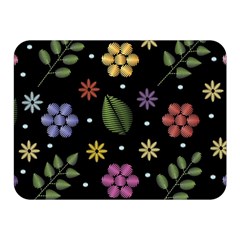 Embroidery Seamless Pattern With Flowers Two Sides Premium Plush Fleece Blanket (mini)