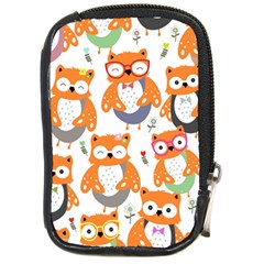 Cute Colorful Owl Cartoon Seamless Pattern Compact Camera Leather Case by Apen