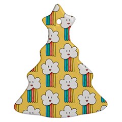Smile Cloud Rainbow Pattern Yellow Ornament (christmas Tree)  by Apen