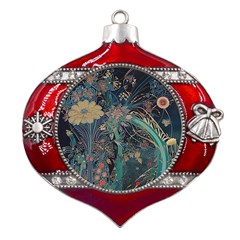 Flowers Trees Forest Metal Snowflake And Bell Red Ornament by Jatiart