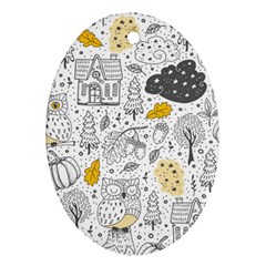 Doodle Seamless Pattern With Autumn Elements Ornament (oval)
