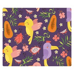 Exotic Seamless Pattern With Parrots Fruits Two Sides Premium Plush Fleece Blanket (small)