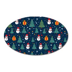 Snow Snowman Tree Christmas Tree Oval Magnet by Ravend