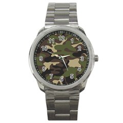 Texture Military Camouflage Repeats Seamless Army Green Hunting Sport Metal Watch