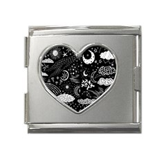 Vector Set Sketch Drawn With Space Mega Link Heart Italian Charm (18mm) by Ravend