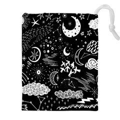 Vector Set Sketch Drawn With Space Drawstring Pouch (4xl) by Ravend