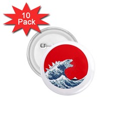 The Great Wave Of Kaiju 1 75  Buttons (10 Pack) by Cendanart