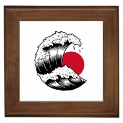 Japanese Sun & Wave Framed Tile by Cendanart