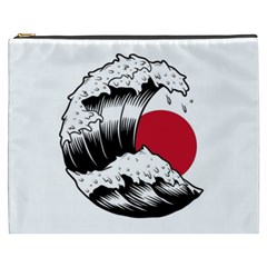 Japanese Sun & Wave Cosmetic Bag (xxxl) by Cendanart