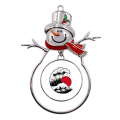 Japanese Sun & Wave Metal Snowman Ornament by Cendanart