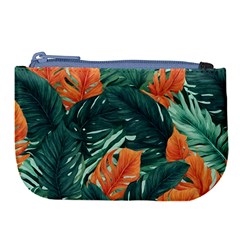 Green Tropical Leaves Large Coin Purse by Jack14