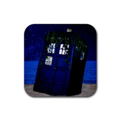 Stuck Tardis Beach Doctor Who Police Box Sci-fi Rubber Coaster (square)