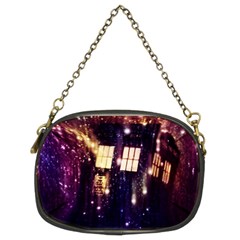 Tardis Regeneration Art Doctor Who Paint Purple Sci Fi Space Star Time Machine Chain Purse (two Sides) by Cendanart