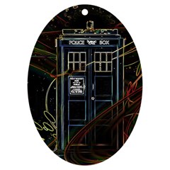 Tardis Doctor Who Magic Travel Macine Fantasy Uv Print Acrylic Ornament Oval by Cendanart