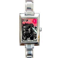 Godzilla Vintage Wave Rectangle Italian Charm Watch by Cendanart