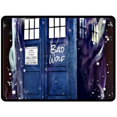 Bad Wolf Tardis Doctor Who Fleece Blanket (large) by Cendanart