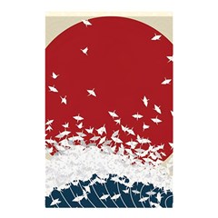 Red Sun Sea Waves Bird Japanese Art Minimalist Shower Curtain 48  X 72  (small)  by Bedest