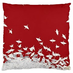 Red Sun Sea Waves Bird Japanese Art Minimalist Large Cushion Case (two Sides) by Bedest