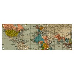 Vintage World Map Banner And Sign 8  X 3 