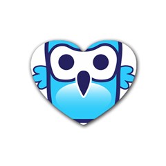 Owl Logo Clip Art Rubber Heart Coaster (4 Pack) by Ket1n9