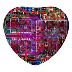 Technology Circuit Board Layout Pattern Heart Glass Fridge Magnet (4 Pack) by Ket1n9