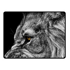 Angry Male Lion Roar Wild Animal Two Sides Fleece Blanket (small) by Cendanart