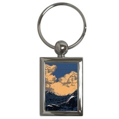 Wave Aesthetic Ocean Retro Sea Vintage Key Chain (rectangle) by Cendanart