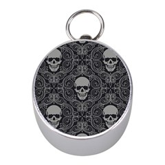 Dark Horror Skulls Pattern Mini Silver Compasses by Ket1n9