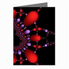 Fractal Red Violet Symmetric Spheres On Black Greeting Cards (pkg Of 8) by Ket1n9