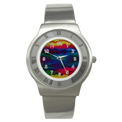 Watercolour Color Background Stainless Steel Watch