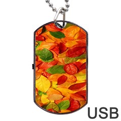Leaves Texture Dog Tag Usb Flash (two Sides) by Ket1n9