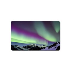 Aurora Stars Sky Mountains Snow Aurora Borealis Magnet (name Card) by Ket1n9