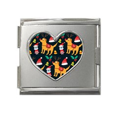 Funny Christmas Pattern Background Mega Link Heart Italian Charm (18mm) by Ket1n9