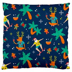 Colorful Funny Christmas Pattern Large Premium Plush Fleece Cushion Case (two Sides) by Ket1n9