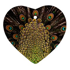 Peacock Feathers Wheel Plumage Heart Ornament (two Sides) by Ket1n9