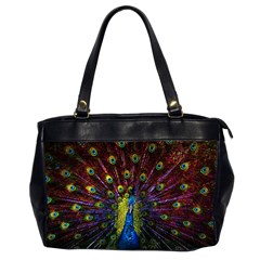 Beautiful Peacock Feather Oversize Office Handbag (2 Sides) by Ket1n9