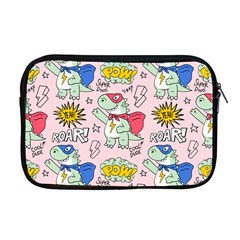 Seamless Pattern With Many Funny Cute Superhero Dinosaurs T-rex Mask Cloak With Comics Style Inscrip Apple Macbook Pro 17  Zipper Case by Ket1n9