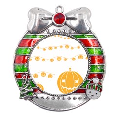 Pumpkin Halloween Deco Garland Metal X mas Ribbon With Red Crystal Round Ornament by Ket1n9