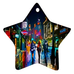 Abstract Vibrant Colour Cityscape Star Ornament (two Sides) by Ket1n9