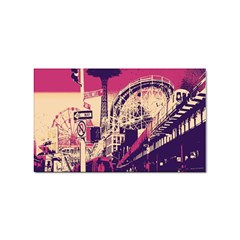 Pink City Retro Vintage Futurism Art Sticker (rectangular)