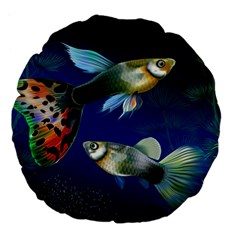 Marine Fishes Large 18  Premium Flano Round Cushions by Ket1n9