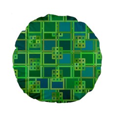Green Abstract Geometric Standard 15  Premium Flano Round Cushions