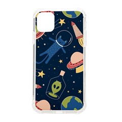 Seamless Pattern With Funny Alien Cat Galaxy Iphone 11 Tpu Uv Print Case by Ndabl3x